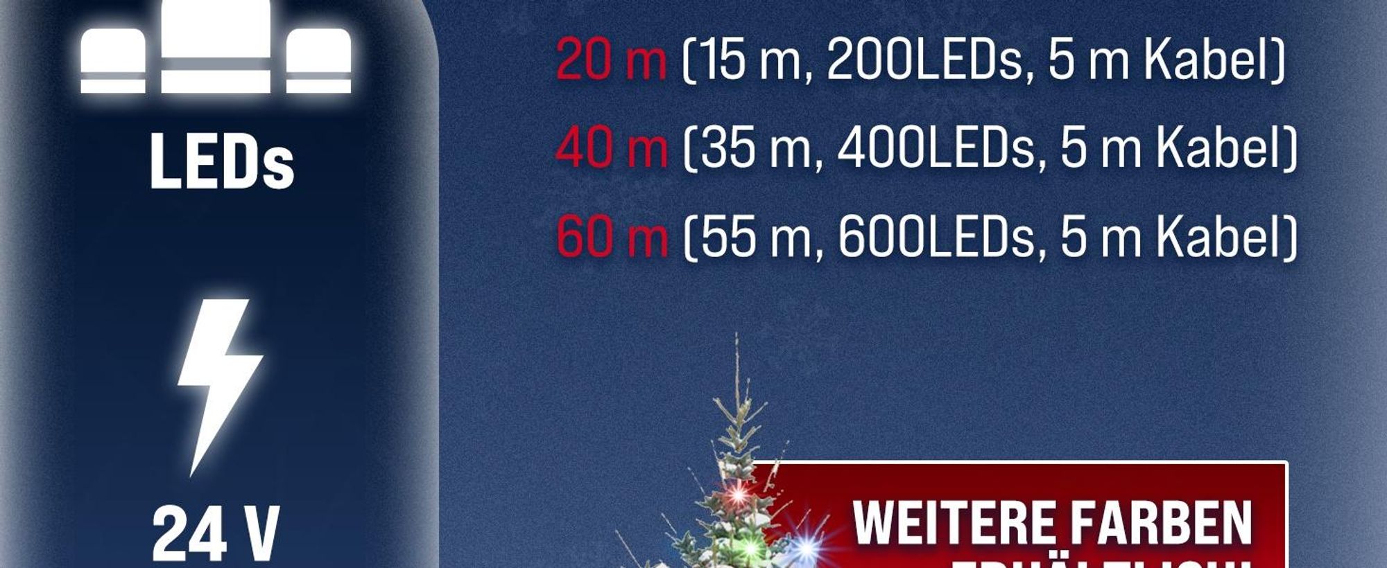 MONZANA® LED Lichterkette 400 LED 40m Warmweiß