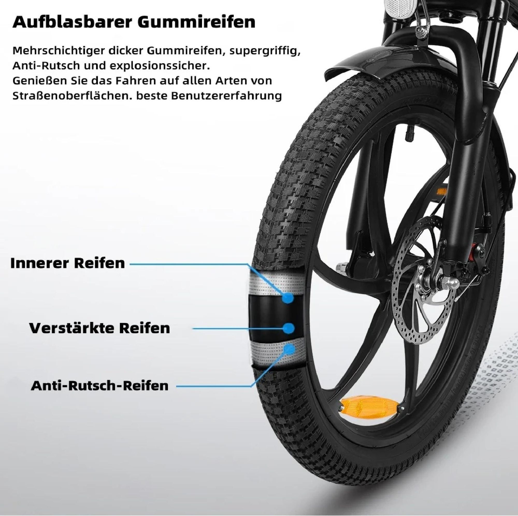 PVY Z20 Pro Elektrisches Fahrrad - 250W Motor 36V10.4AH Batterie 80KM Reichweite Mechanische Scheibenbremse - Grau
