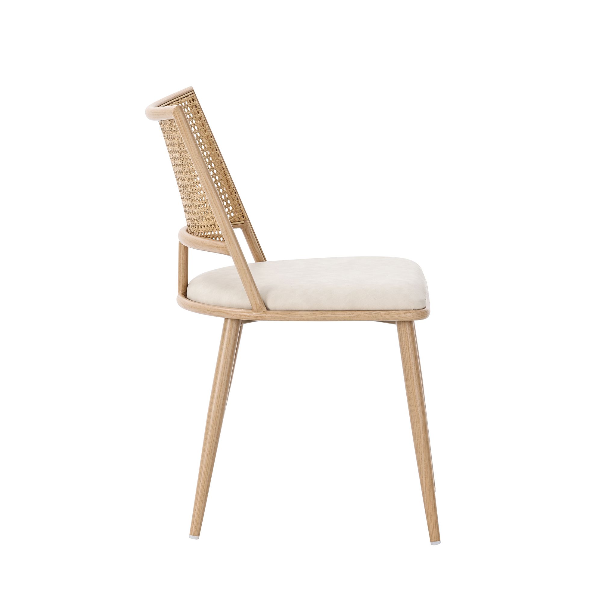 Flieks Rattan Esszimmerstühle 4er Set, Esstischstühle Küchenstühle mit Metallbeinen, Gartenstuhl Freizeitstuhl Wohnzimmerstuhl, PU, Beige