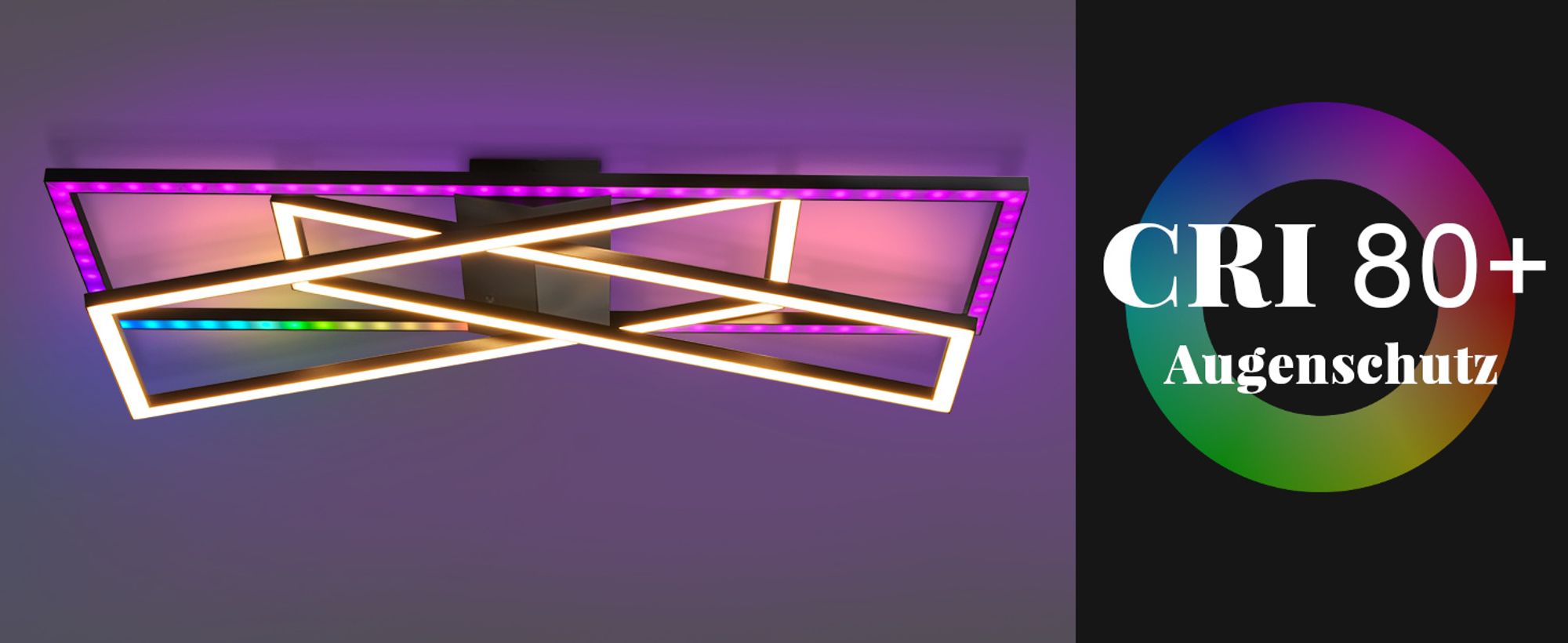 ZMH Deckenlampe LED Deckenleuchte RGB Dimmbar mit Fernbedienung Wohnzimmer 36W Schwarz Schlafzimmerlampe Farbwechsel Modern Flur Deckenleuchten