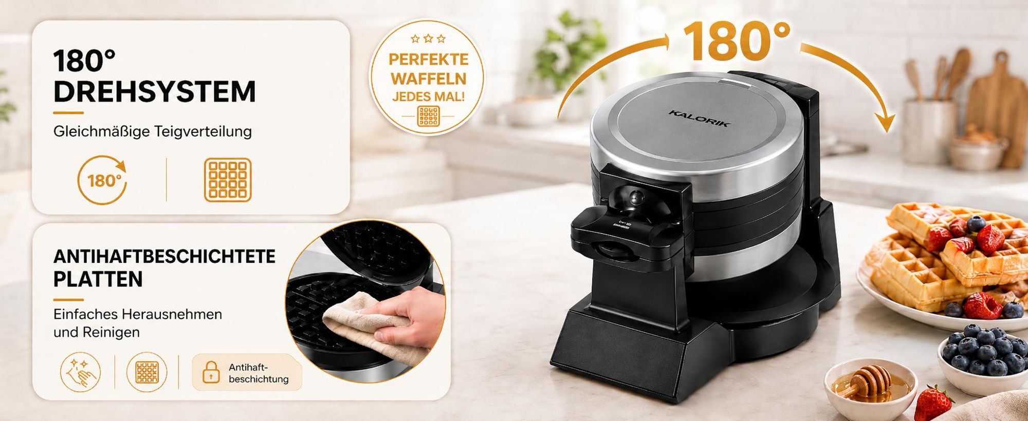 Waffeleisen 1400W Drehbar Doppel Wm2050 2 Belgische Waffeln 180° Leistungsstark