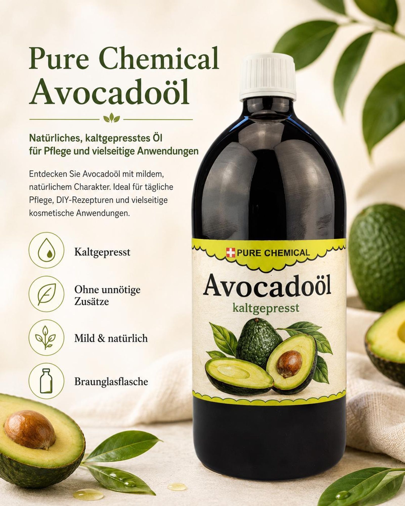 PURE CHEMICAL | Avocadoöl 100%, , 0,5L