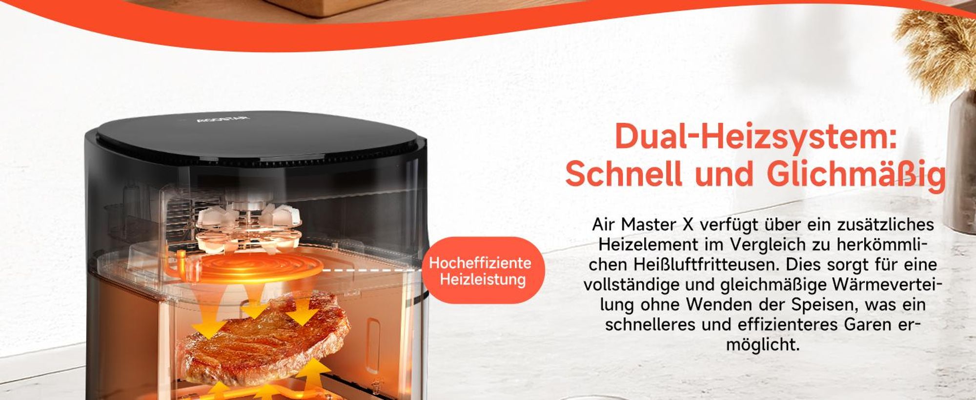 Aigostar Heißluftfritteuse Dual Blaze™ Heißluftfritteuse XXL, 8L Air Fryer 2000W mit Sichtfenster, 10 Programme, 3 Kochfunktionen 2000 W Sichtfenster,