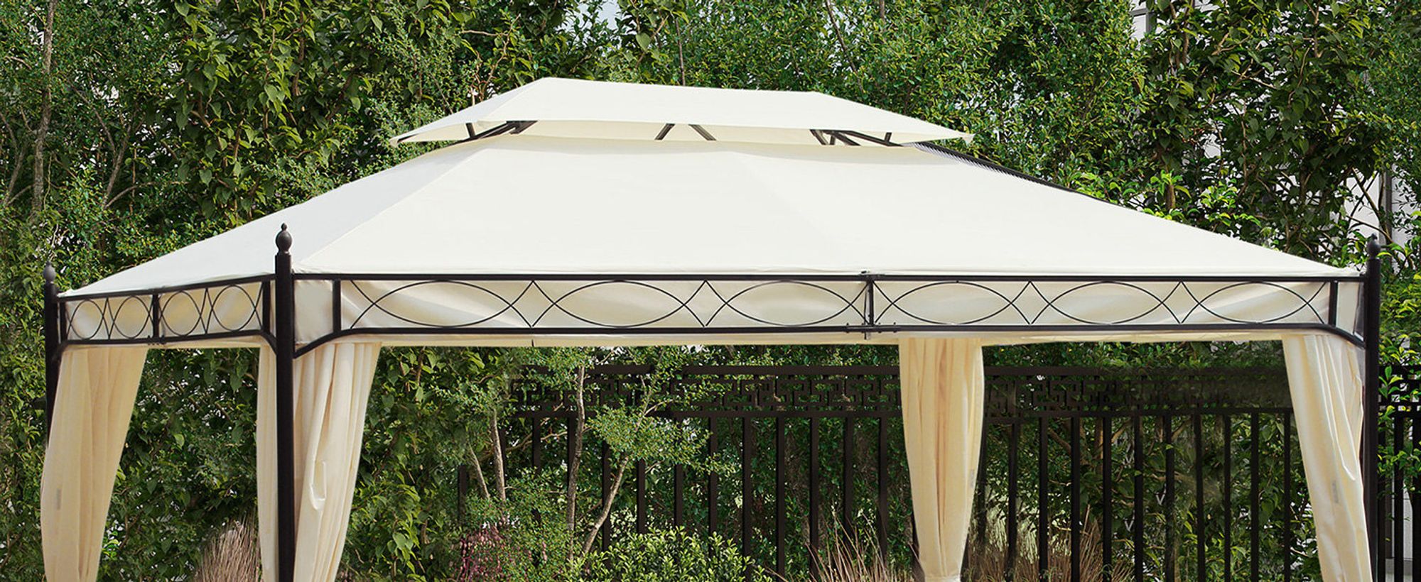 Outsunny Luxus Pavillon Gartenpavillon Partyzelt Festzelt Gartenzelt Pagode 3x4 m