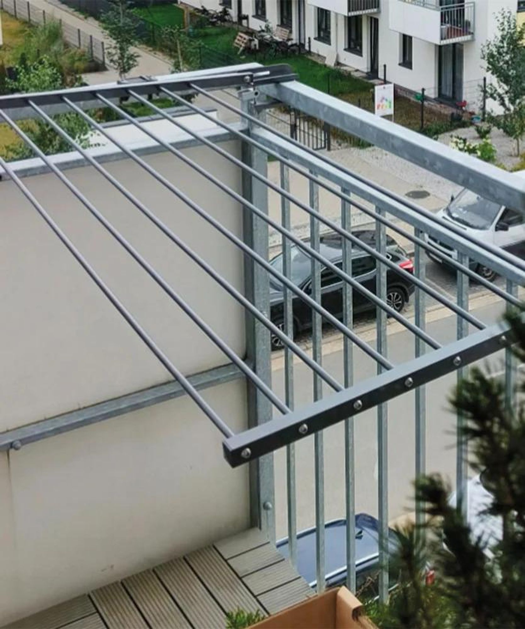 Foxydry Duo Hängetrockner 102 cm – Aus Aluminium, weiß, für Balkon & Geländer, klappbar