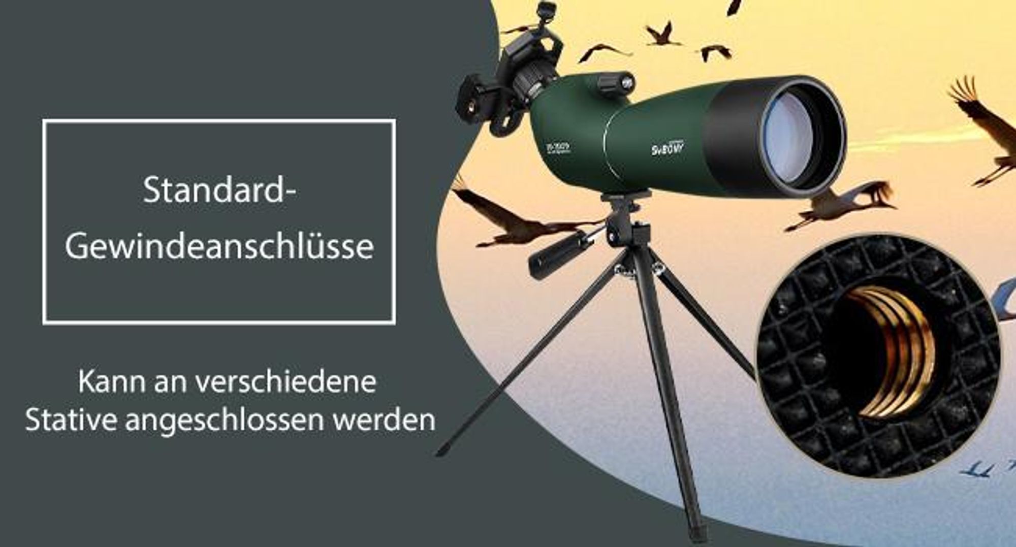 Svbony SV28 Spektiv 25-75x70 Abgewinkeltes Okular Wasserdicht BAK4 Prisma Monokular mit Stativ Handy Adapter Tragetasche Spektive für Sportschützen Vogelbeobachtung