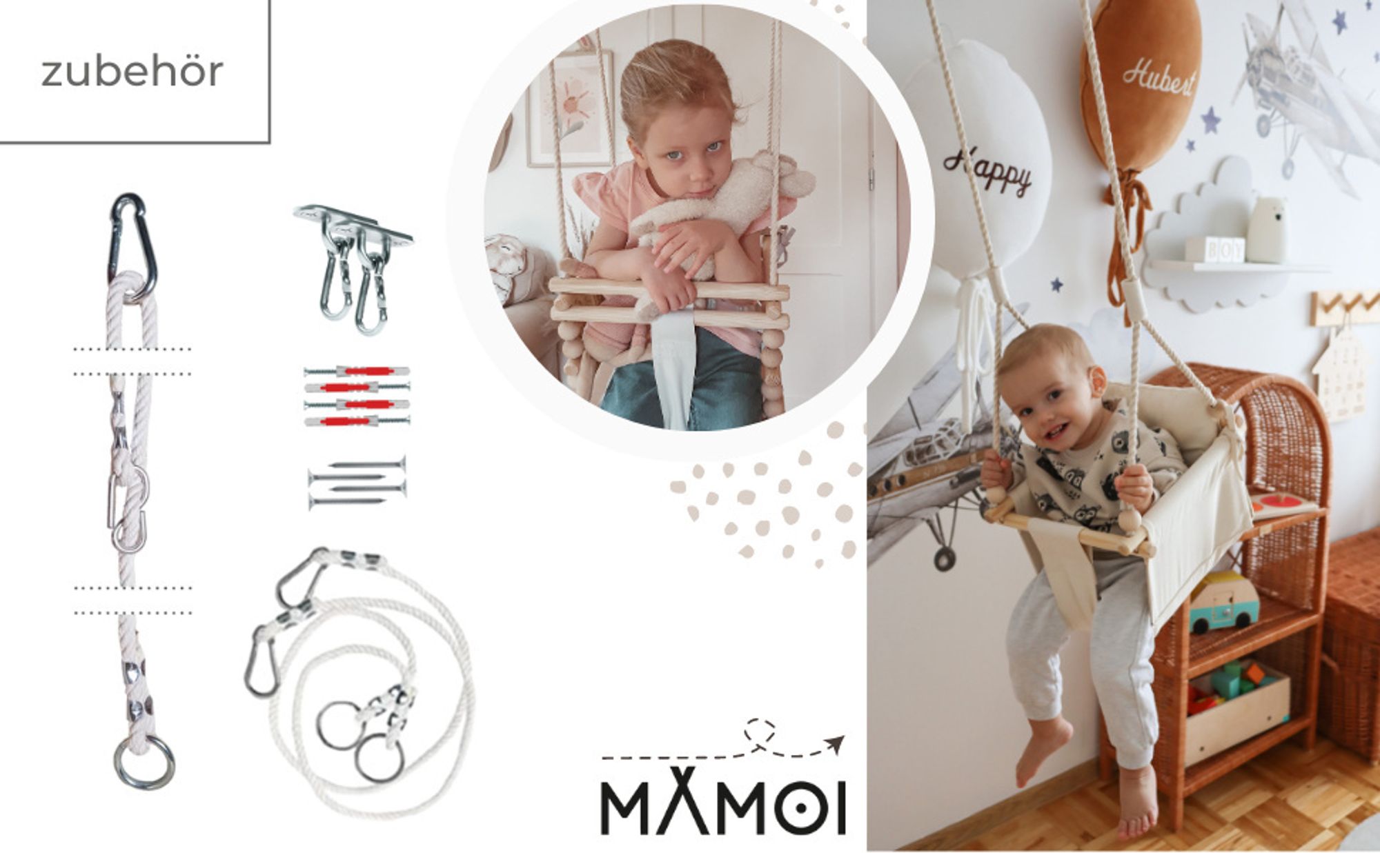MAMOI 3-in-1 Kinderschaukel mit Sicherheitsgurt, höhenverstellbar, Schaukel für Zuhause, stabile Konstruktion, einfache Montage, Indoor-Kinderschaukel