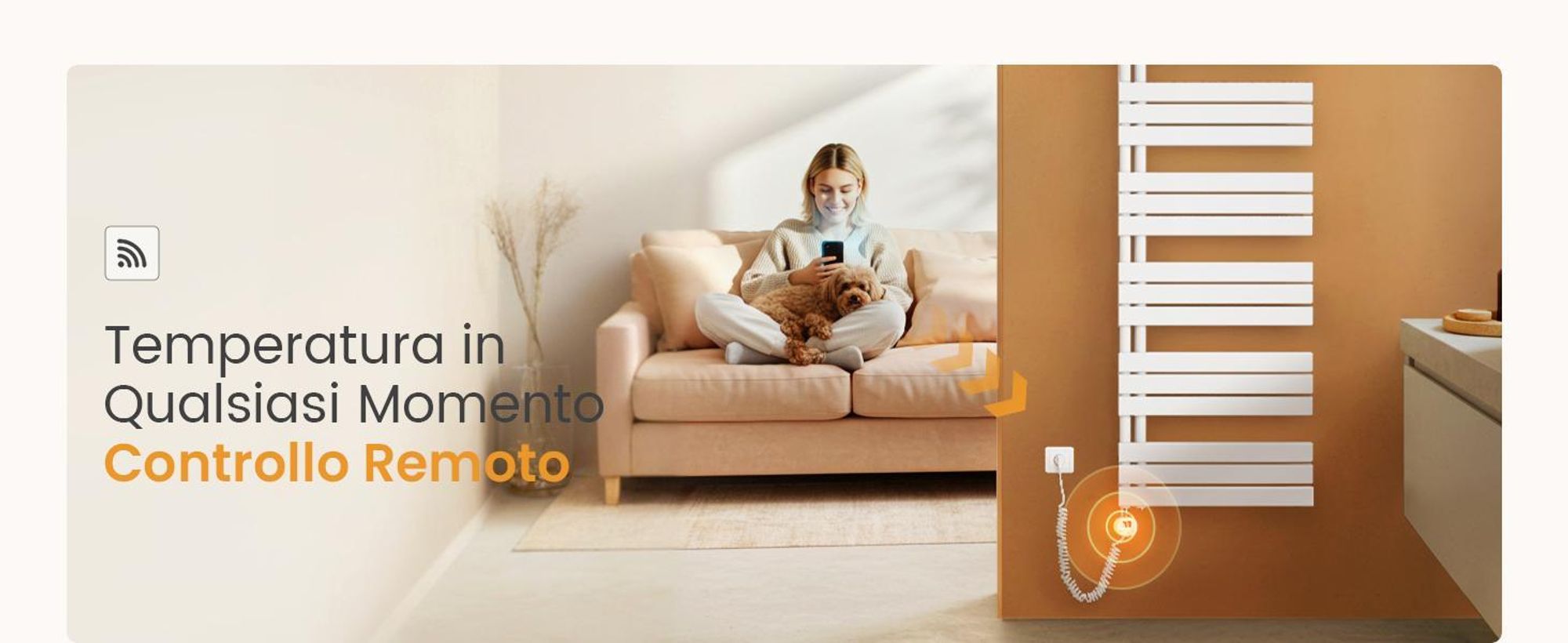 EMKE Radiatore elettrico da bagno con controllo tramite app Wi-Fi Termostato Scaldasalviette 1320X600 mm Bianco Portasciugamani 800 W Asciugamani elettrico