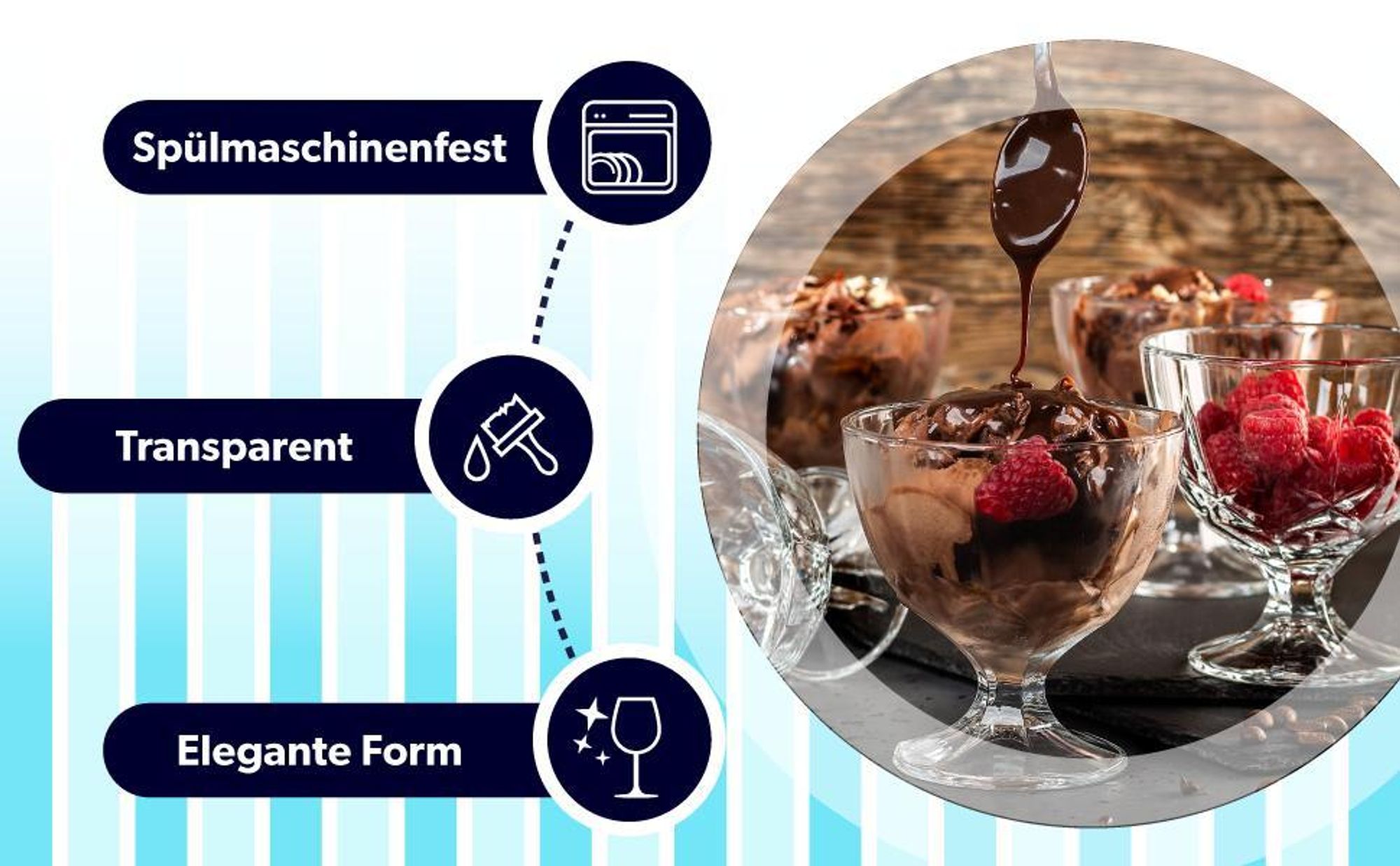 KADAX Eisbecher Glas "Snag", Eisschalen, Eisgläser, Dessertschalen für Desserts, Eiscremegläser, 300 ml, 6 Stück