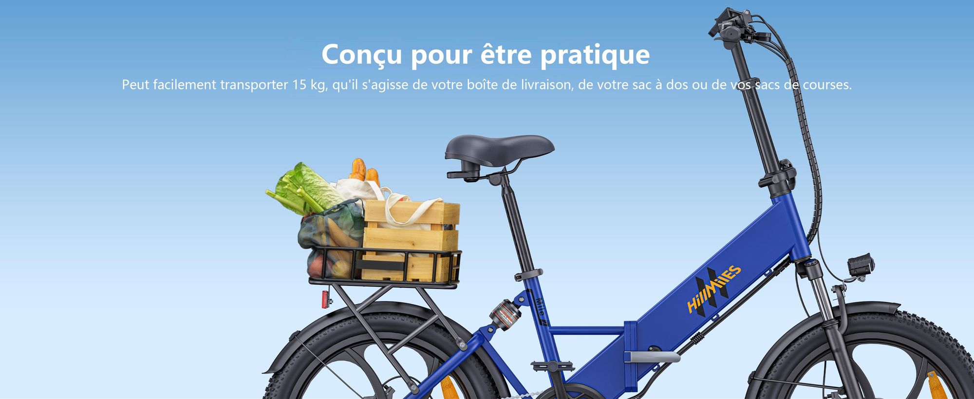 Vélos électriques HillMiles Mile 2 - batterie 36V13Ah 20 pouces roues double frein hydraulique - Gris