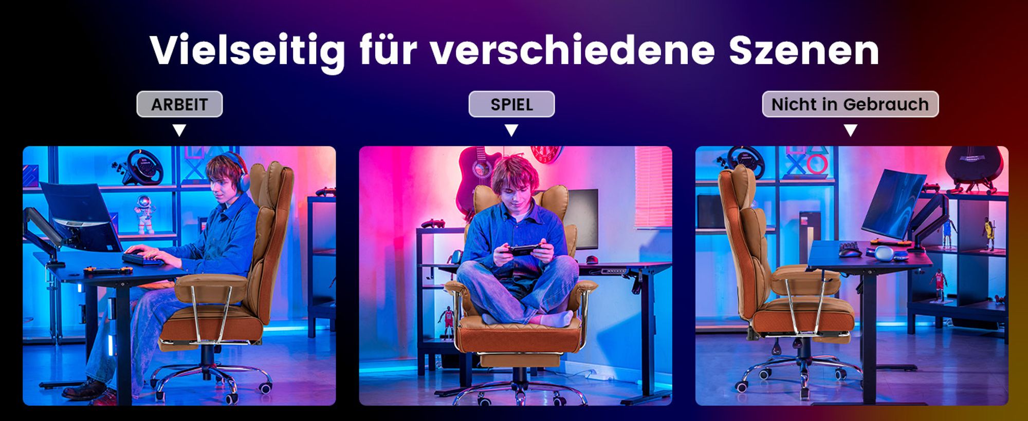 GTPLAYER Gaming Stuhl, Gamer Stuhl, Ergonomischer Bürostuhl mit Fußstütze verstellbare Lenden und Kopfkissen, Gaming Chair Gepolstert, Gaming Sessel