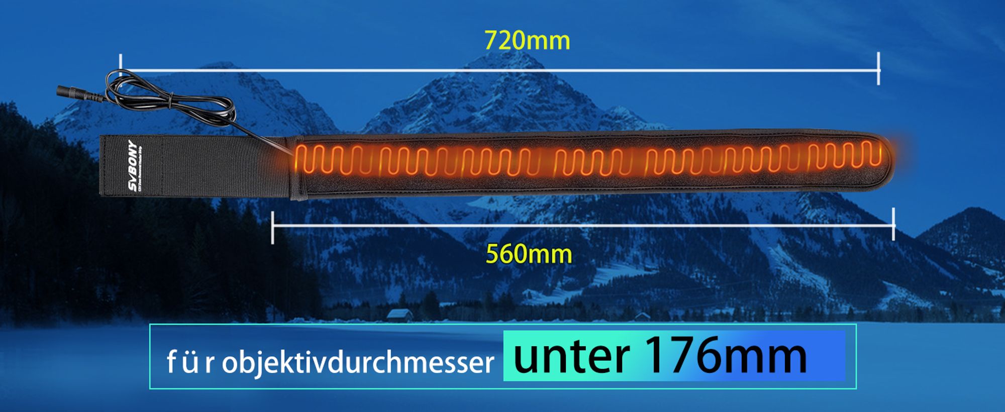 Svbony SV192 Objektiv Wärmer Heizband, Objektivheizungswärmer Tau, 560mm 12V Temperaturregler Universeller Tauheizstreifen für Teleskopkamera