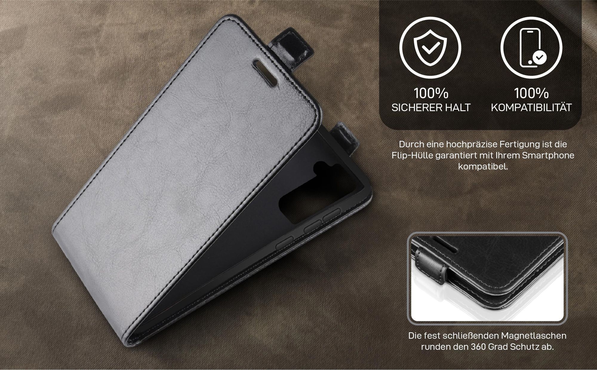Smartphone Case in Schwarz für Samsung Galaxy S21 FE mit Magnetlasche