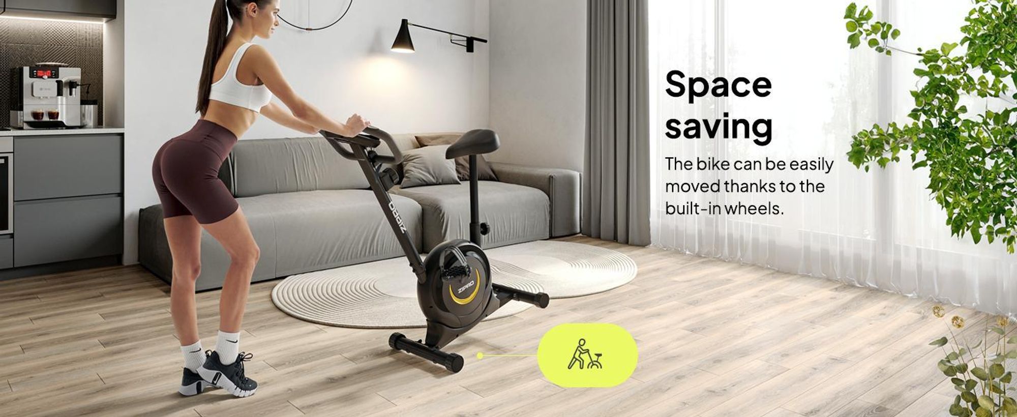 Zipro rotoped One S Gold – kompaktní fitness kolo pro domácí použití Tichý rotoped s měřením pulsu, LCD počítačem a držákem na tablet Design Edition