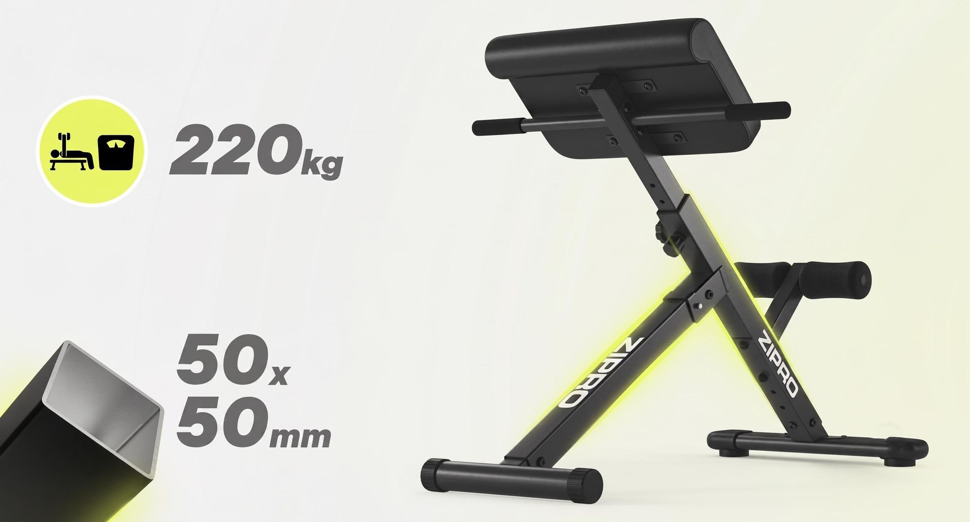 ZIPRO Core Direct Rückentrainer Klappbar - Römische Bank Hyperextension Bauchtrainer Rückenstrecker Fitnessbank Heimtrainer Homegym Core 220 kg