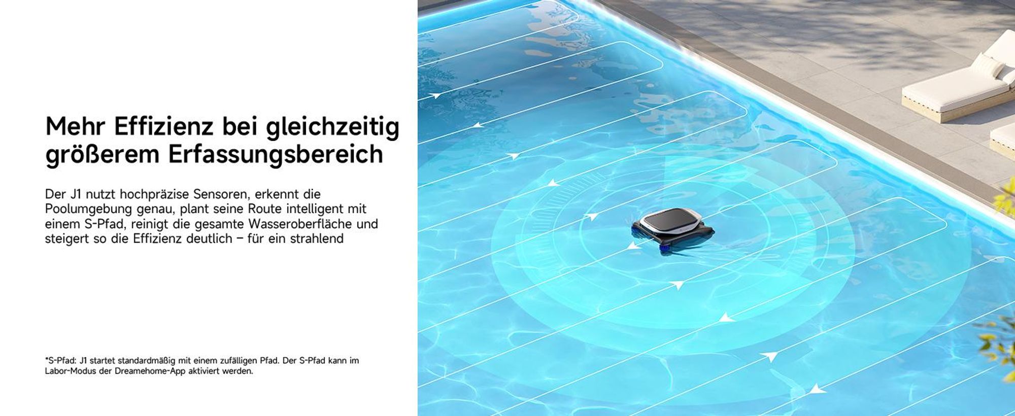 Dreame J1 Roboter-Poolskimmer,Poolroboter PoolSense™,Rundum-360°Reinigung,24/7im Einsatz,Intelligente Routenplanung,intelligente App-Steuerung,Schwarz