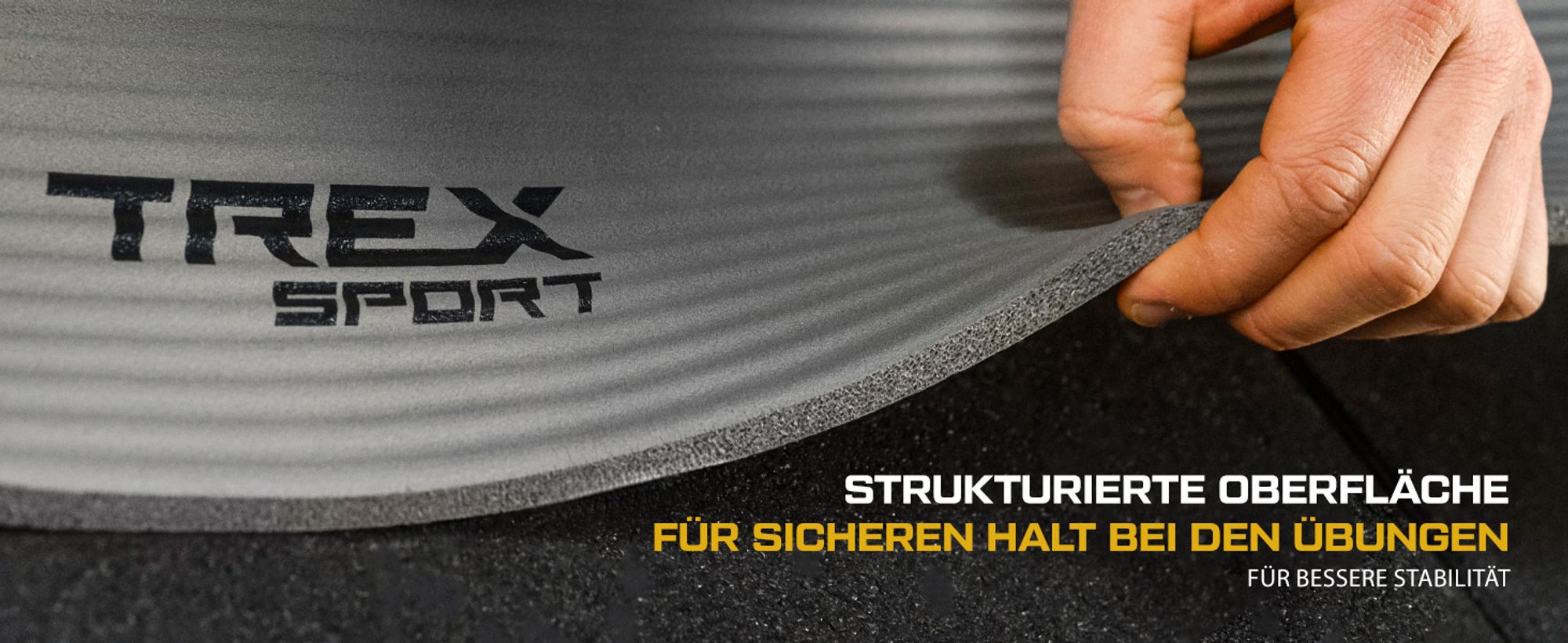 TREX SPORT Gymnastikmatte Fitnessmatte TX-019NGM | Yogamatte Pilates 190×80×1cm | Trainingsmatte rutschfest, wasserdicht, Tragegurt | Sportmatte grau