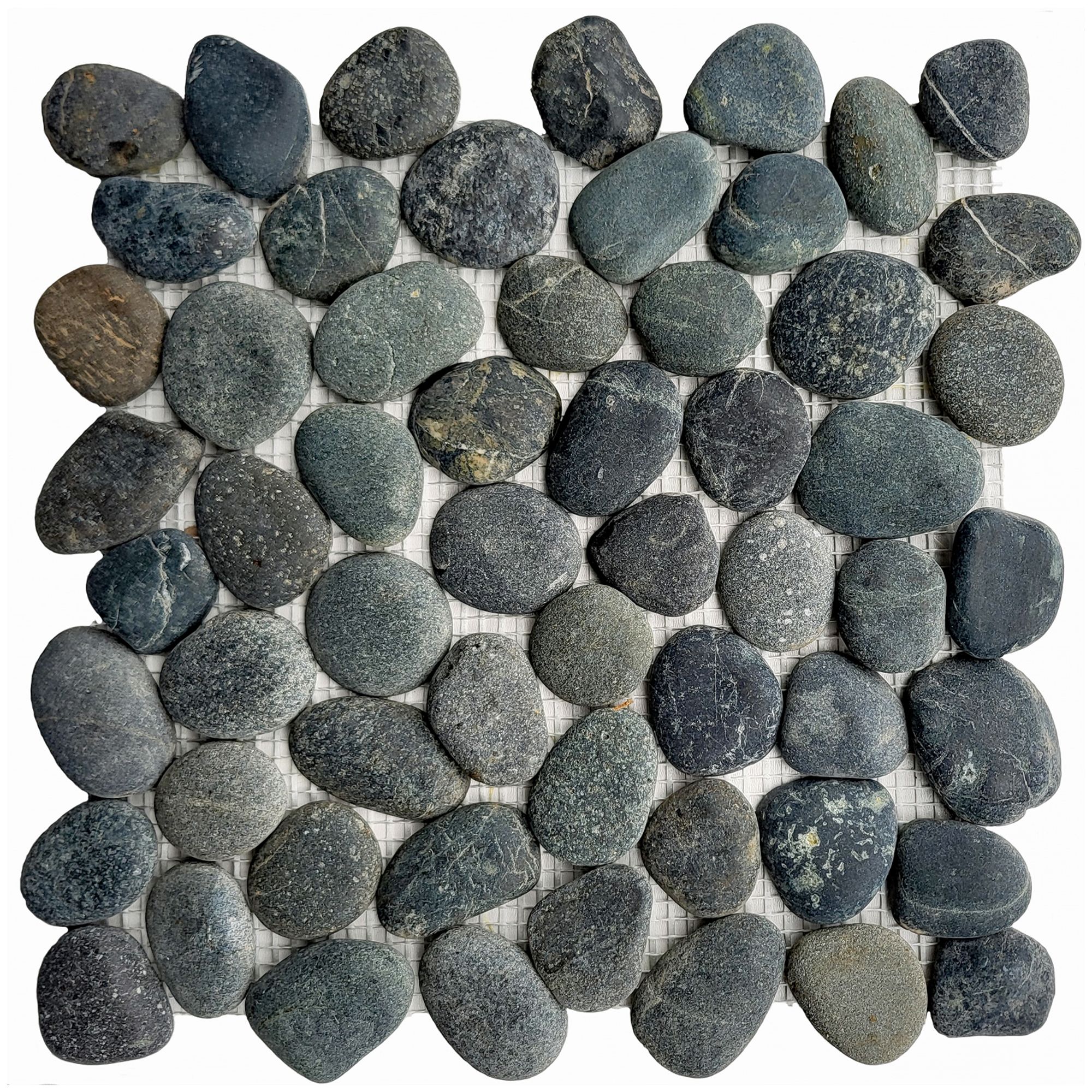 Exklusive Kieselstein-Mosaikfliese Schwarz – 1 Mosaikfliese K-551 - Premium Naturstein für Wand & Boden