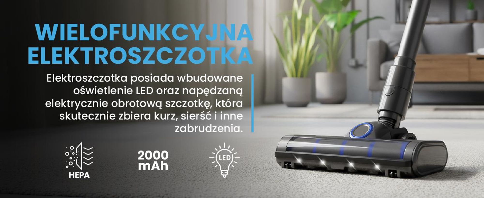 Cyklonowy odkurzacz bezworkowy z akumulatorem i mocą 30000mPa