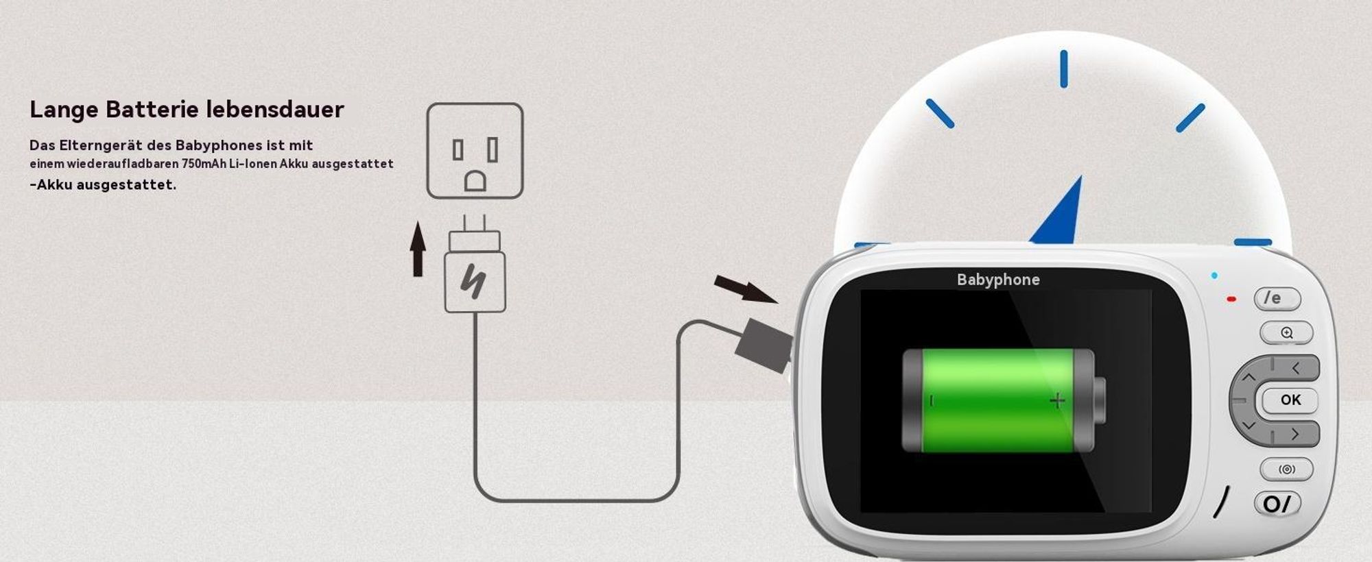 Babyphone VOX-Modus mit 1150 mAh Batterie