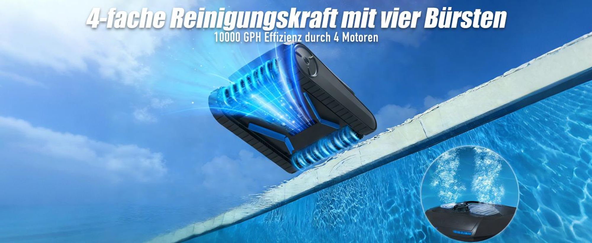 AIRROBO Poolroboter CP400 Lite Roboter-Poolreiniger für Boden/Wand/Wasserlinie, Kabellos Poolsauger, 150min Laufzeit