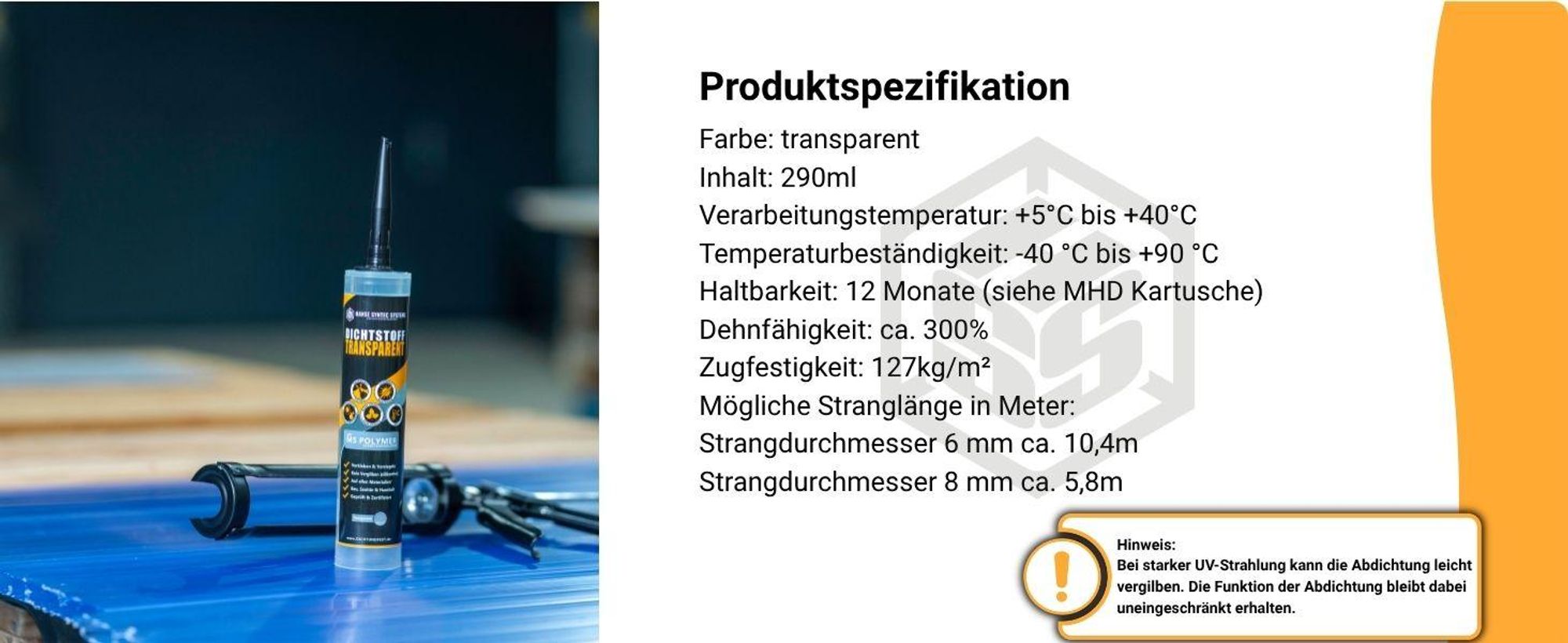 Dichtstoff Transparent 290ml – MS Polymer Fugendichtstoff & Kleber, unsichtbare Abdichtung für Dach, Bad & Fugen, wasserdicht, UV-beständig