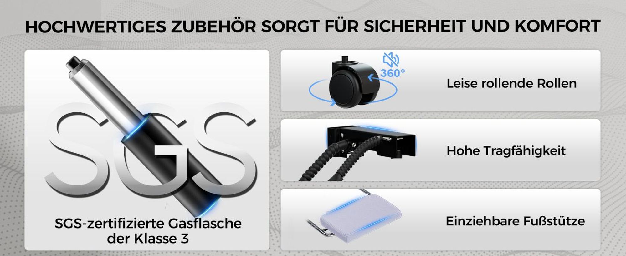 GTPLAYER Gaming Stuhl, breiter Bürostuhl aus Hochwertigem Stoff, Ergonomischer PC-Stuhl, Verstellbarer und Drehbarer Schreibtischstuhl mit Fußstütze,