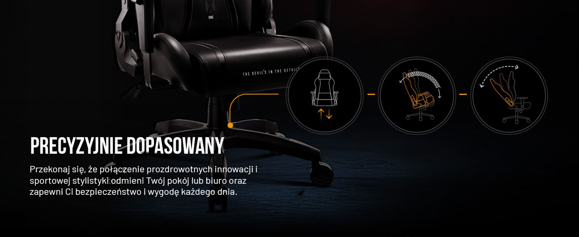 DIABLO Fotel Gamingowy Obrotowy Krzesło dla Gracza | Podłokietniki Poduszka pod Lędźwie i Kark | X-One 2.0 | Normal Size, Czarno-czarny