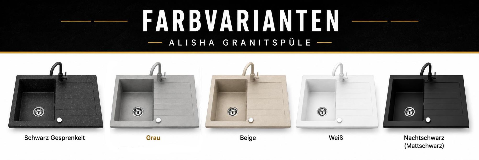 [Granitspüle 76x44 Schwarz]Hochwertig beidseitig Montierbar Küchenspüle Eckig Einbaugranitspüle Granit Spülbecken f. Unterschränke ab 45 cm inkl.Siphon Set