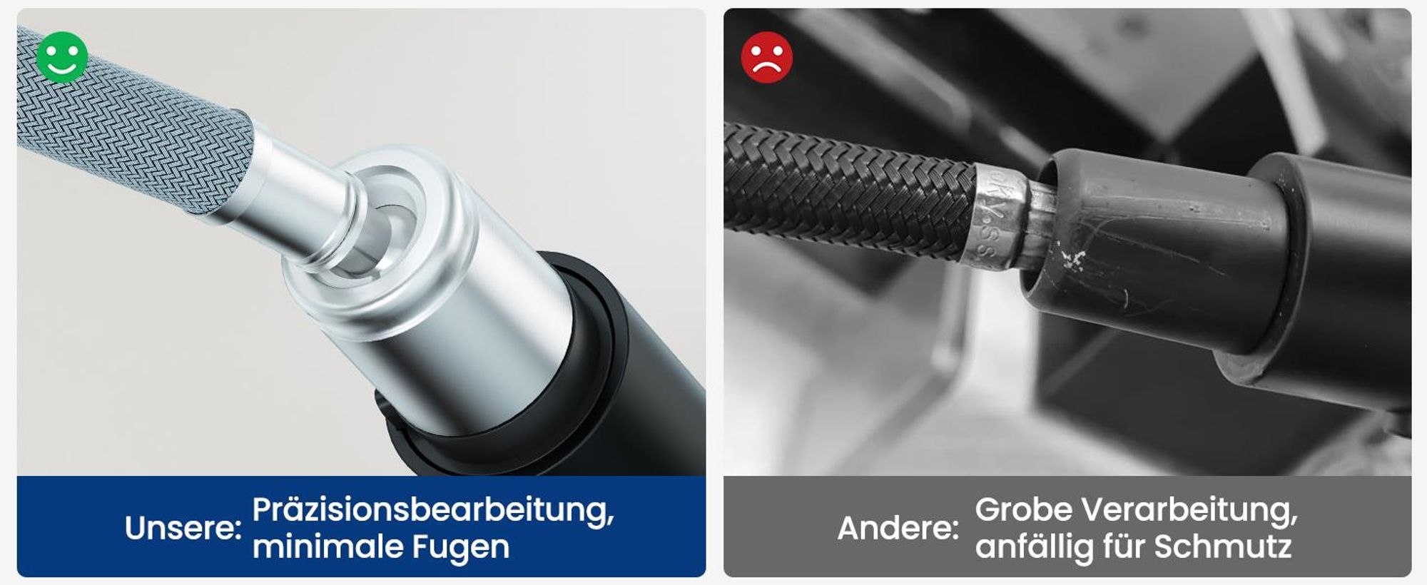 Cecipa MAX 304 Edelstahl Küchenarmatur | 360° Drehbar & Ausziehbar | Schwarz Matt | Zwei Wasserausgänge