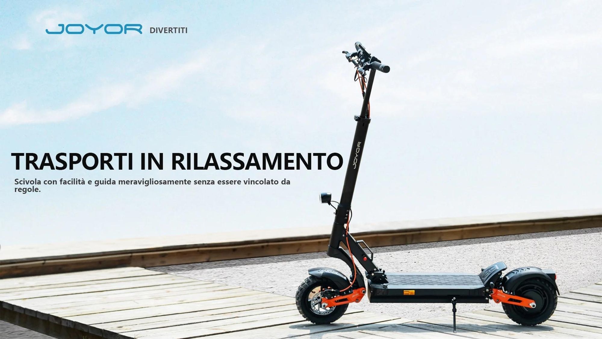JOYOR T6E PRO Scooter elettrico pieghevole  ABE - Motore 500W Batteria 48V26AH Pneumatici off-road 10" - Nero
