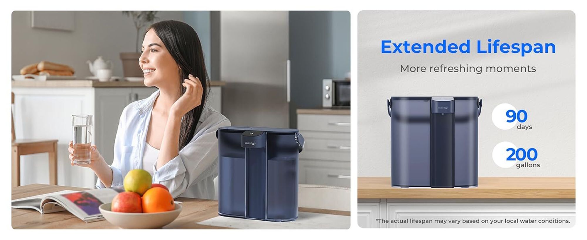Waterdrop Eletric Wasserfilter Krug für Kühlschrank mit 3 Monate Filter, Countertop Wasserfilter System, Reduziert Chlor, Blei, Quecksilber, PFAS,PFOA