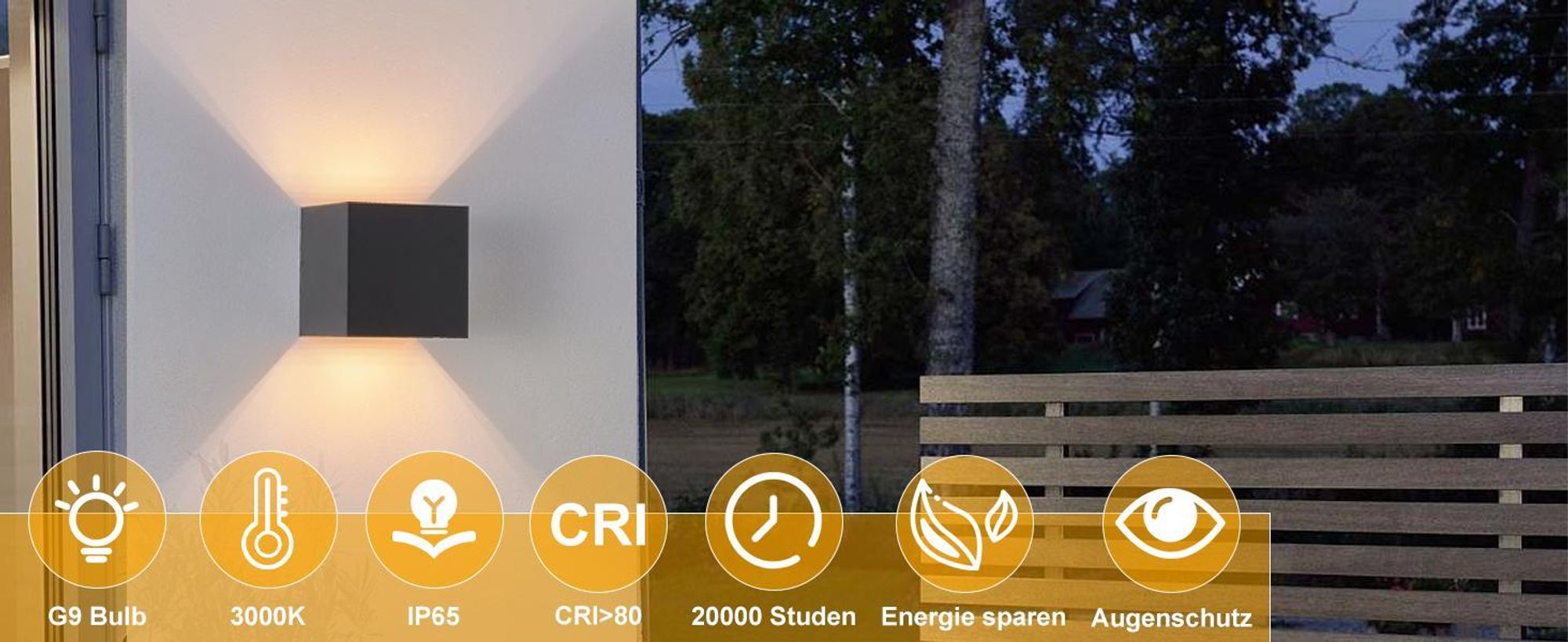 ZMH LED Wandleuchte 4ER Innen Up und Down Aussenlampe Schwarz Gold IP65 Wasserdicht Einstellbar Strahl Warmweiß G9 Wandstrahler für Wohnzimmer Garten Terrasse Flur