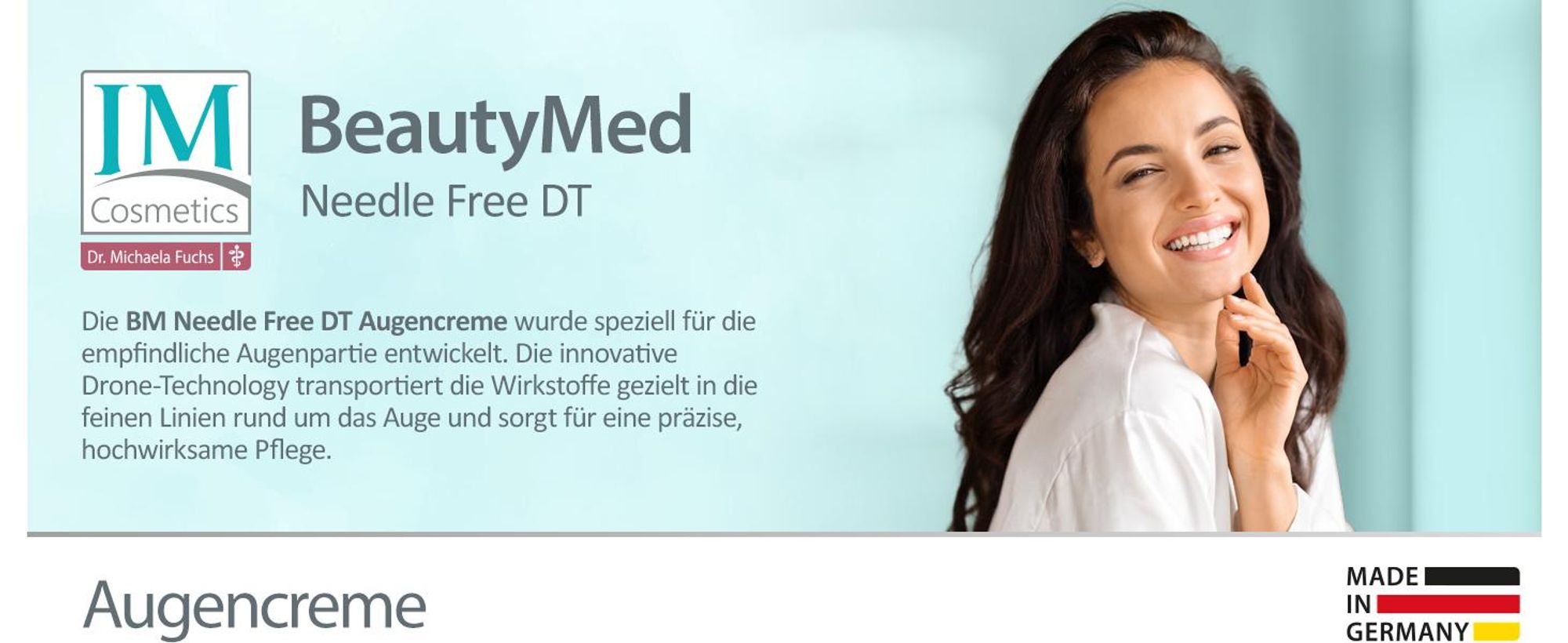 Genius IM Cosmetics BeautyMed Needle Free DT Augencreme 30ml- Intensiv glättende & kühlende Augenpflege mit Hyaluronsäure Dr. Michaela Fuchs