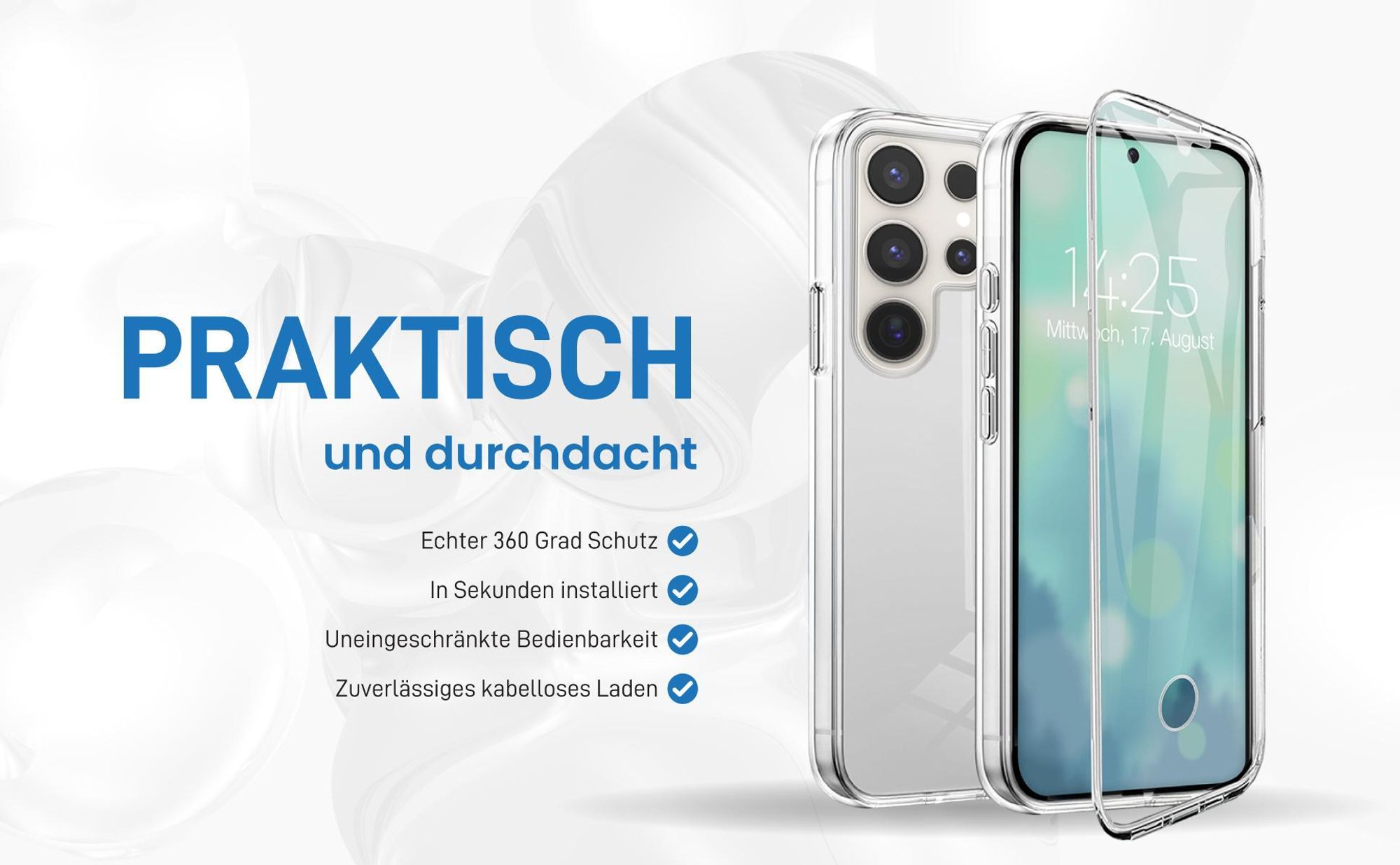 Rundum Schutz Hülle für Samsung Galaxy S24 Ultra mit Touchsensibilität