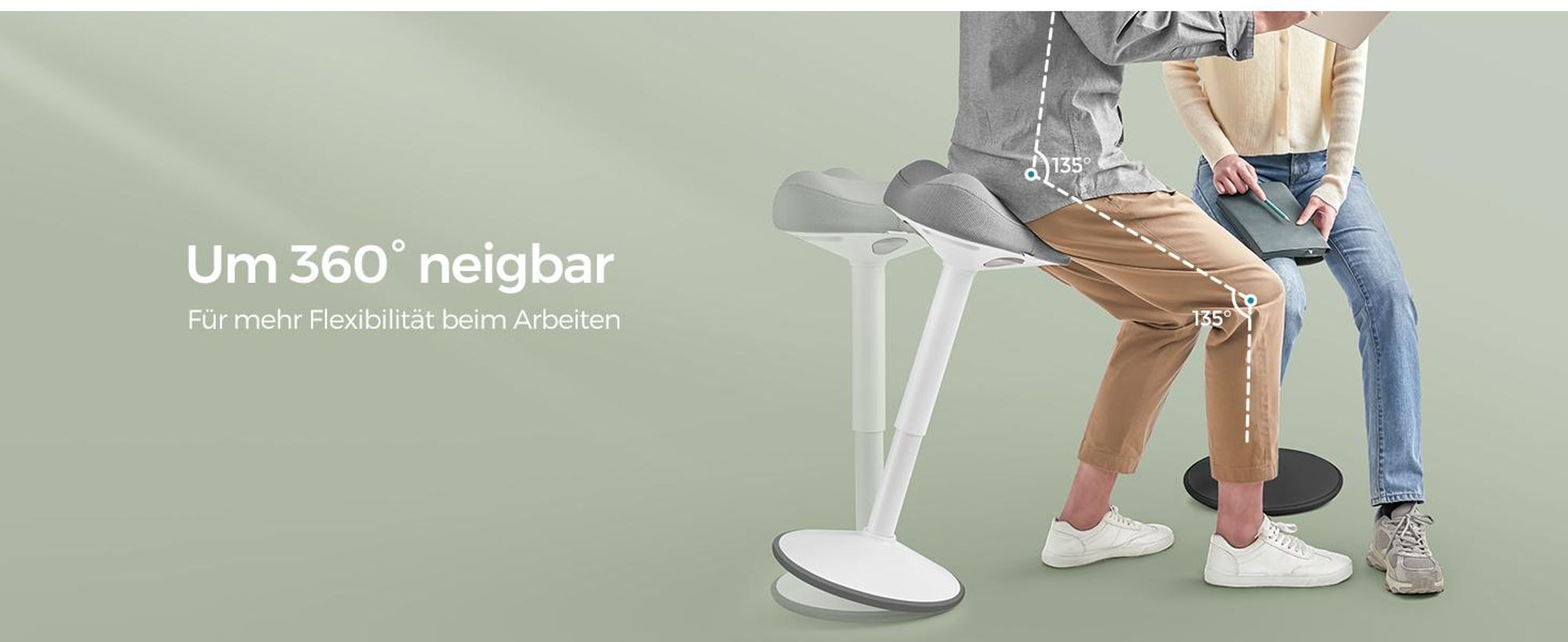 SONGMICS Stehhocker um 360° neigbar, großer Sockel, Anti-Rutsch, grau