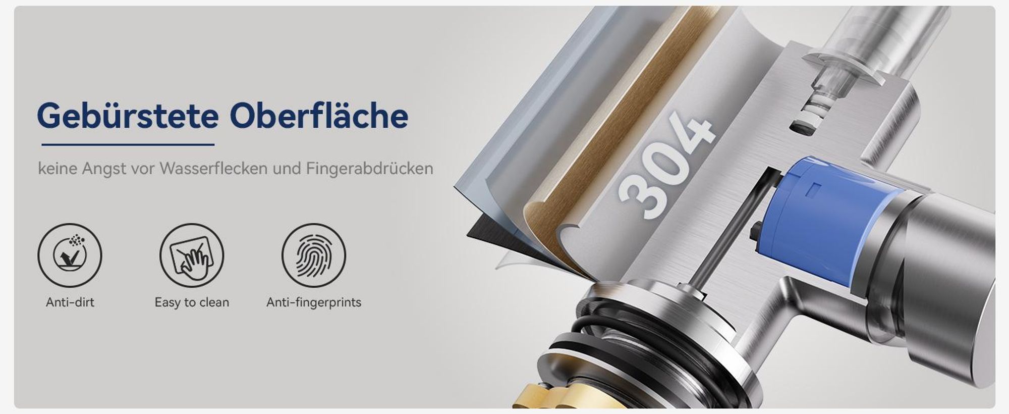 Cecipa Niederdruck Küchenarmatur Gebürsteter Edelstahl, Wasserhahn Küche für Kleinspeicher, 7-Form Auslauf, 360° Drehbar, Spültischarmatur Edelstahl