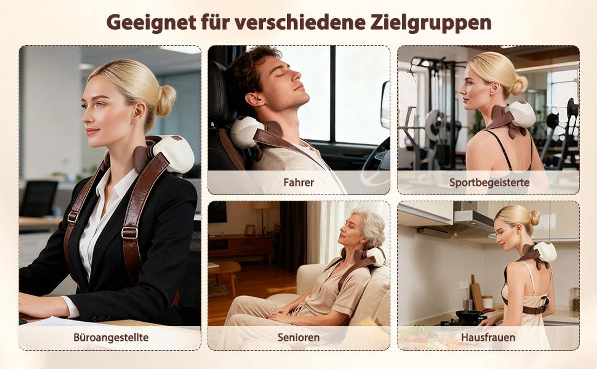 Nackenmassagegerät, Rückenmassagegerät, 4D Shiatsu Massagegerät mit Wärme, Tiefengewebe-Knetmassage, Muskel- & Schmerzlinderung