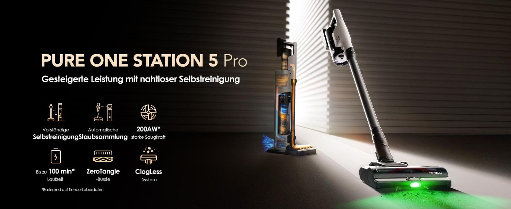 Tineco PURE ONE S70 Smarter, Stabstaubsauger, Beutellos, Blau, Orange, 0,6 l, Trocken, HEPA