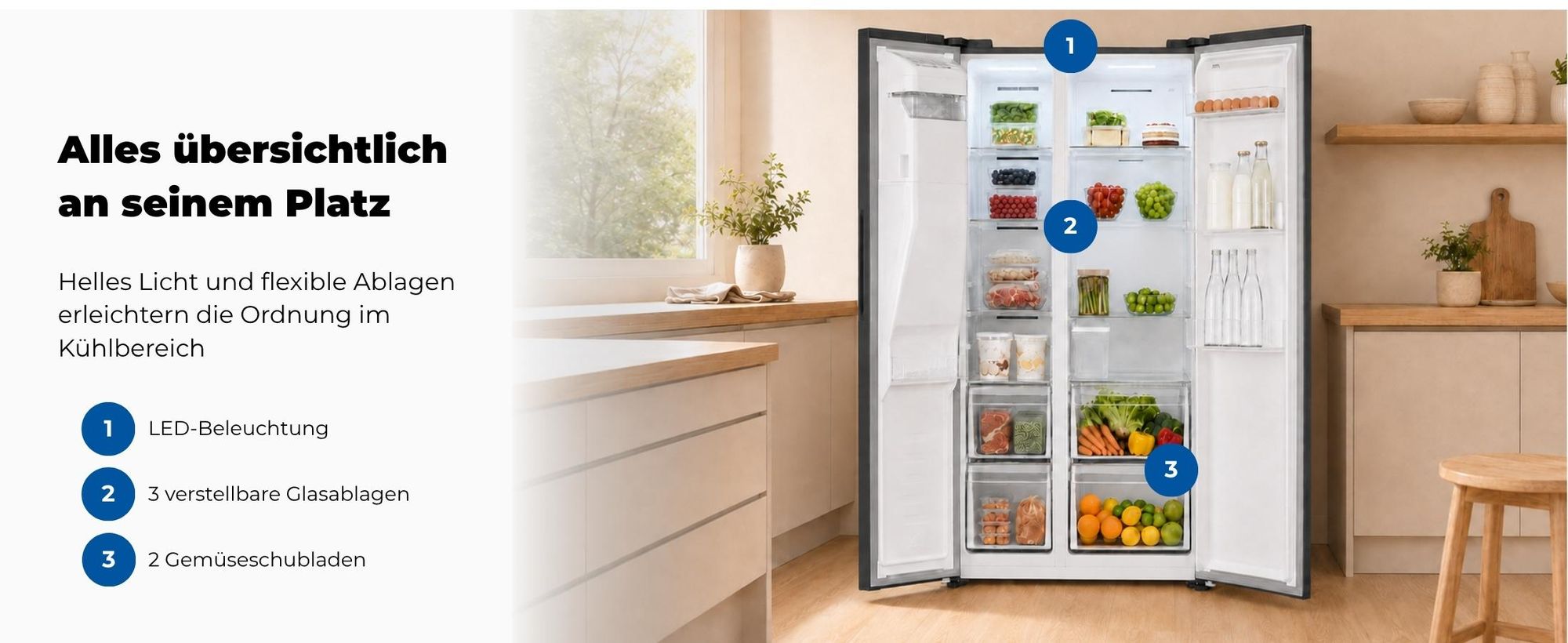Exquisit Side by Side 528 l No Frost | Energieklasse C | leise 37 dB | Wasserspender | freistehend | SBS5530-CT-010Cinoxlook-az