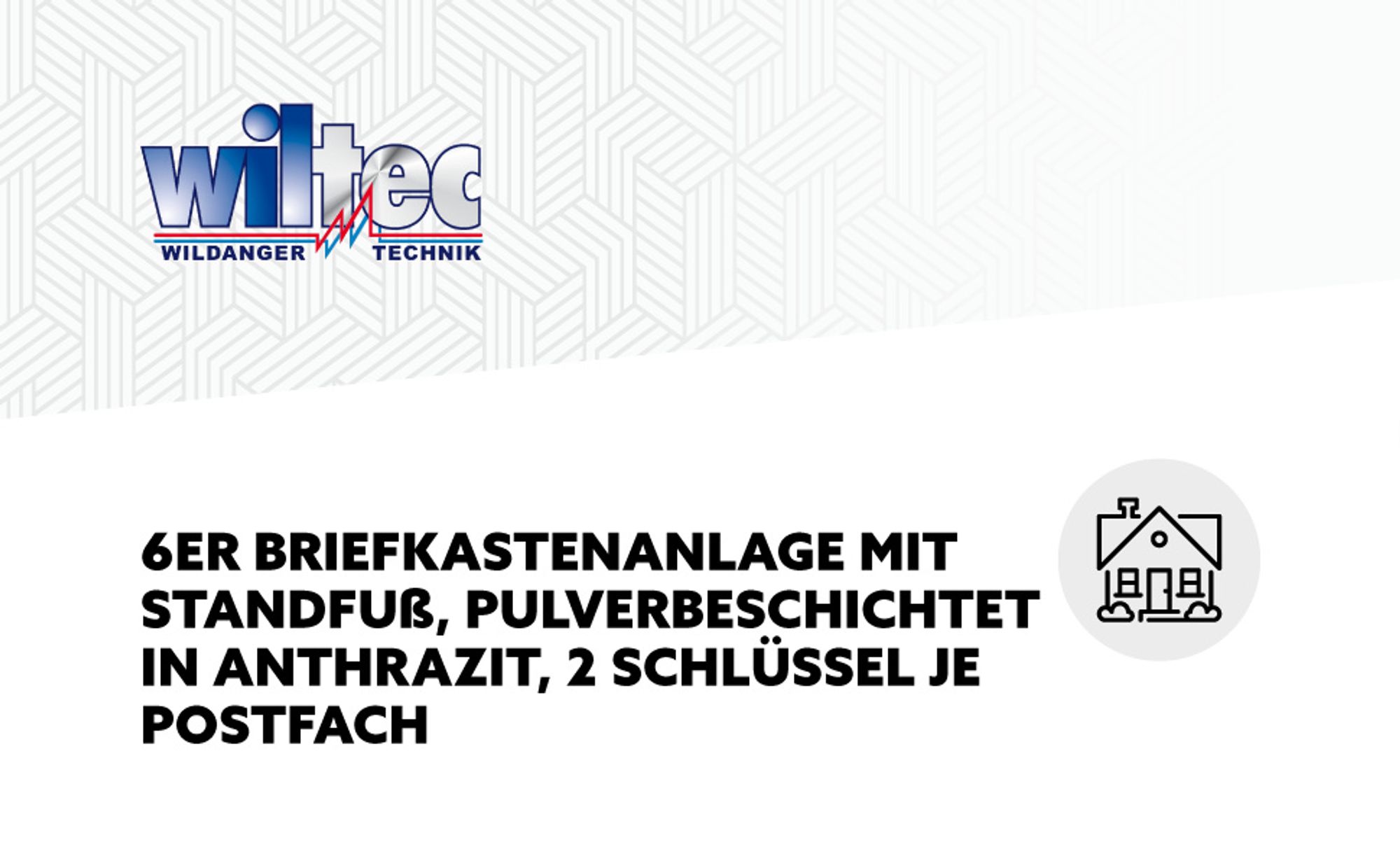 Wiltec 6er Briefkastenanlage Anthrazit 945 x 270 x 1200 mm, Standbriefkasten mit 2x3 Fächern, Schlüssel und Namensschild, Briefkasten Postkasten mit Ständer
