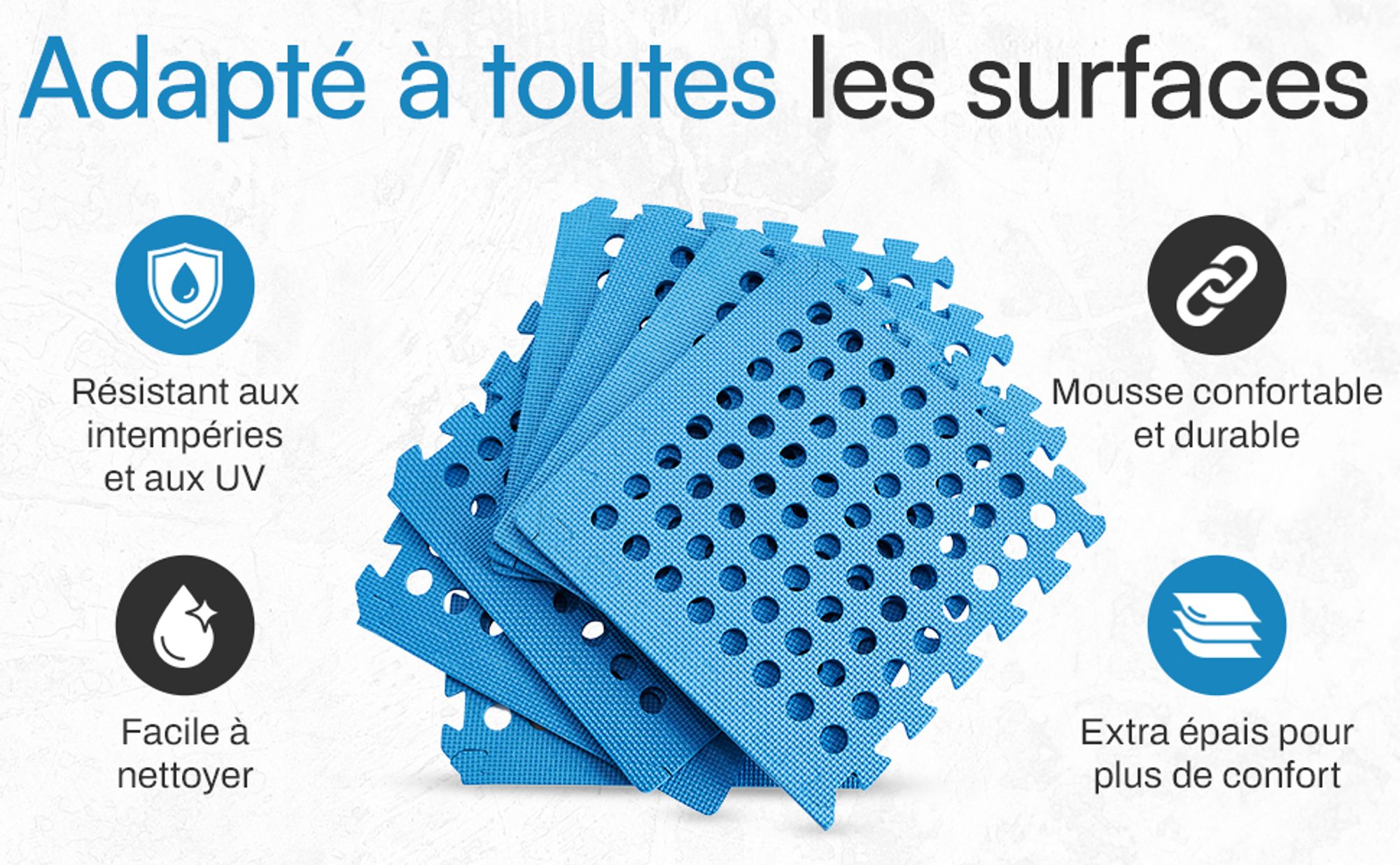 Meisterhome - Lot de 72 tapis de protection pour piscine - Tapis de sol pour piscine - 40 x 40 x 1 cm - Spas et pataugeoires – Bleu