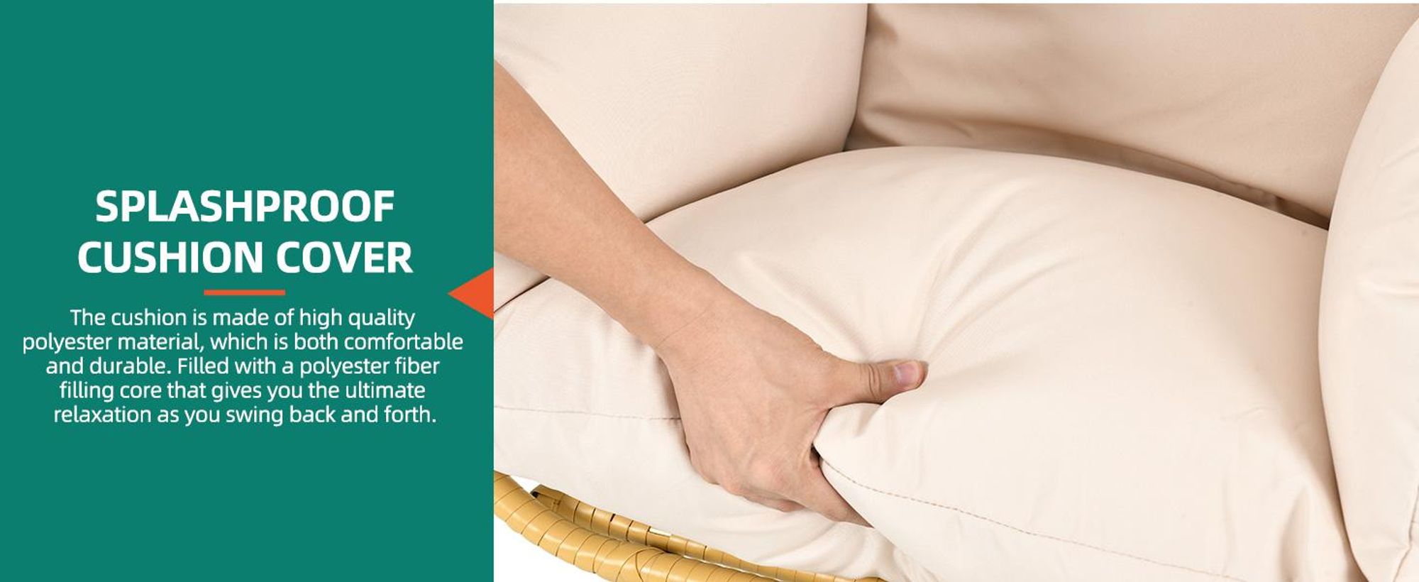 YITAHOME Hängesessel mit Gestell, Klappbarer Schaukelsessel mit Polsterung, bis 160 kg, für Indoor und Outdoor, Beige