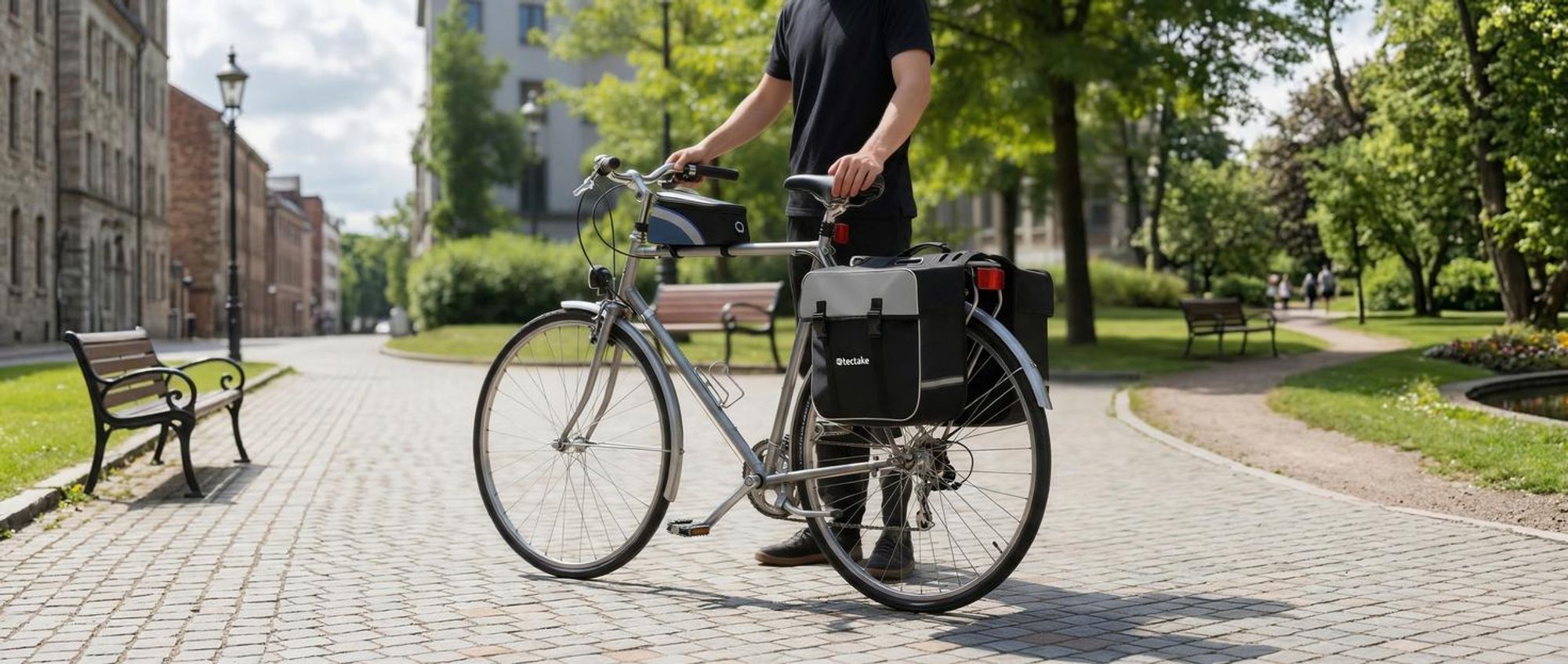 Set Fahrradtasche Georg und Fahrradrahmentasche große Fahrradtasche mit 2 Fächern wasserabweisend und robust