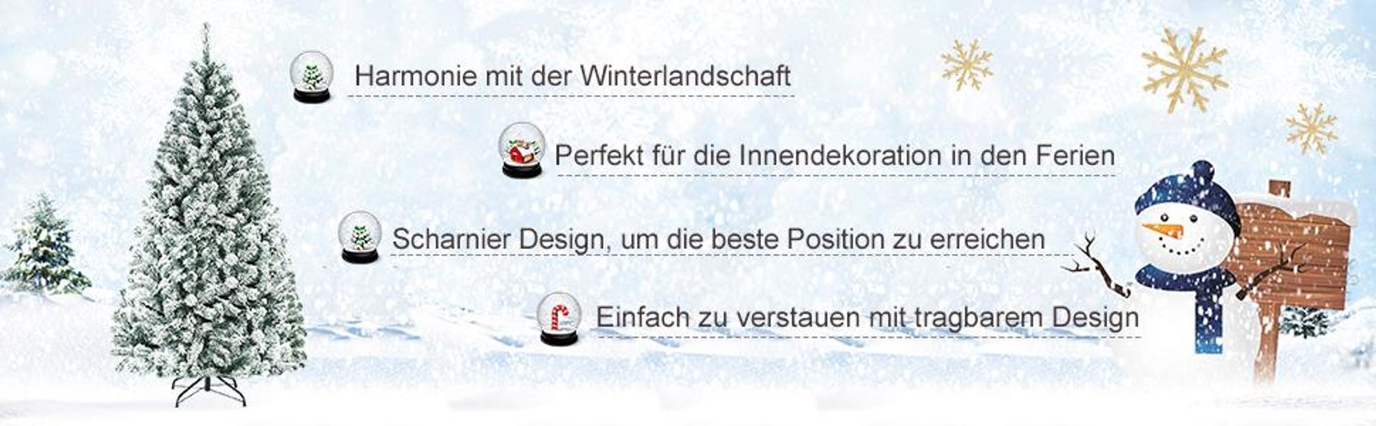 COSTWAY 180cm Künstlicher Weihnachtsbaum mit Schnee, 600 PVC Nadeln & Metallständer, Tannenbaum, Christbaum, Schnellaufbau Klappsystem