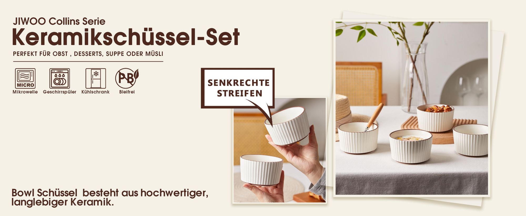 Schale set 4er Ø11 cm Keramik Müslischale Reisschalen Servierschale Schalen für 4 Personen Matt-Glasur Bowl Mikrowellen- und Spülmaschinenfest