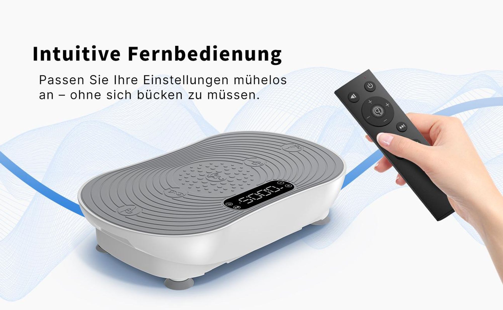 Vibrationsplatte, leise und Kompakte Vibrationsplatte mit LED-Display, mit Fernbedienung, für Ganzkörpertraining zu Hause, bis 158 kg