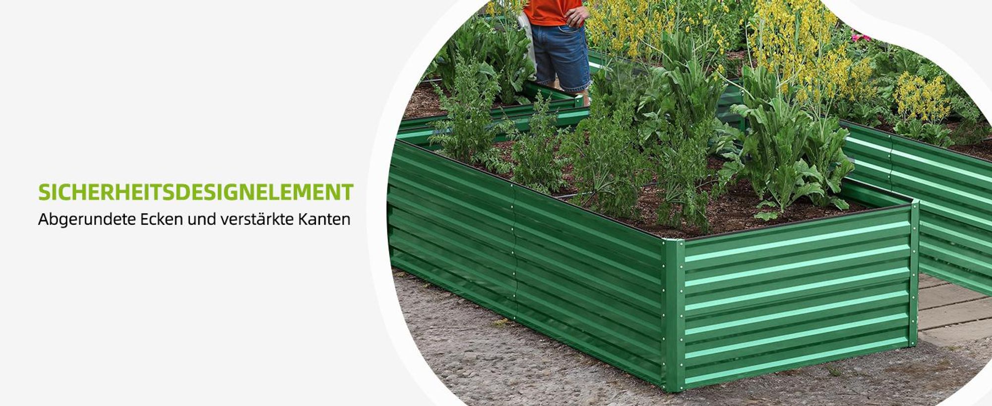 2er-Set Hochbeet 240x120x54cm Metall Ovales Gartenbeet, Pflanzkasten Verzinkter, Grün