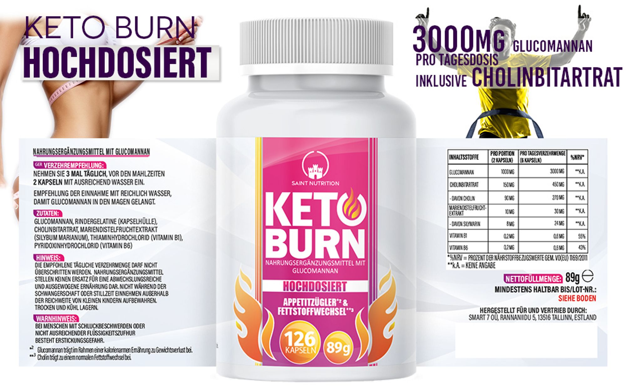 Saint Nutrition® Keto Burn – dein Body Workout – Stoffwechsel aktivieren – Energieniveau erhöhen – für Männer & Frauen
