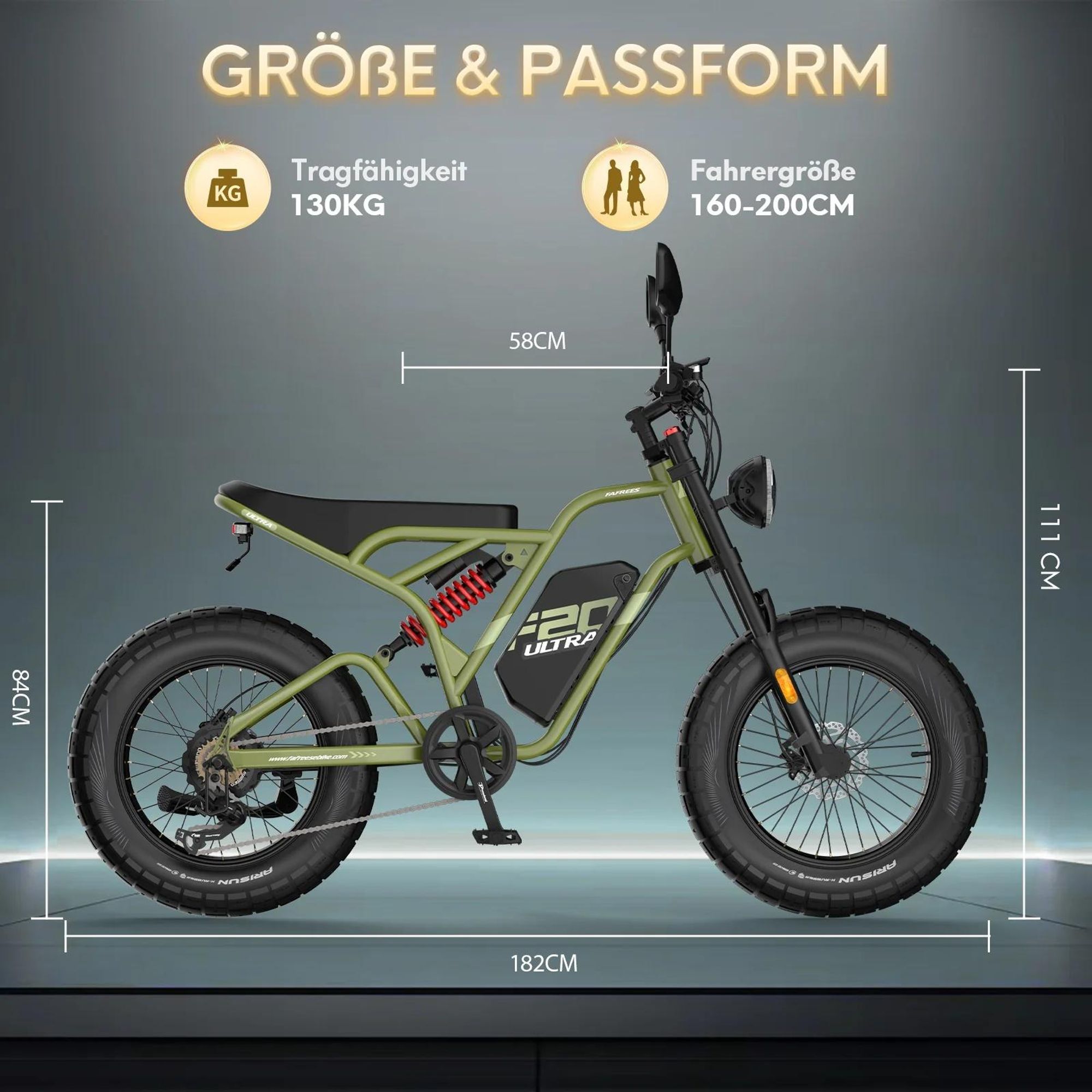 FAFREES F20 Ultra E-Bike (EU Type-Approval L1e-B) - Akku 48V25AH 20-Zoll-Rädern Mechanische Bremsen - Grün